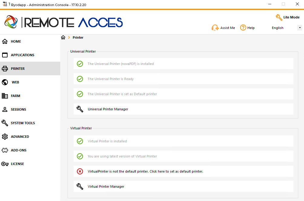 Admin Tool Gateway Screen