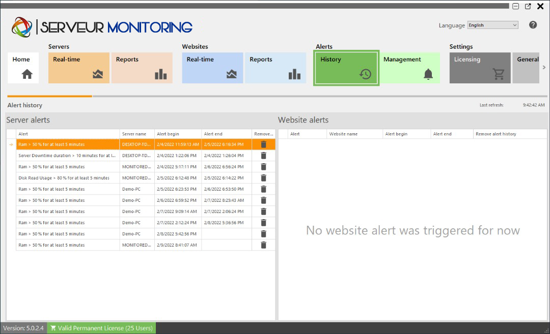 Alerts Management Screenshot