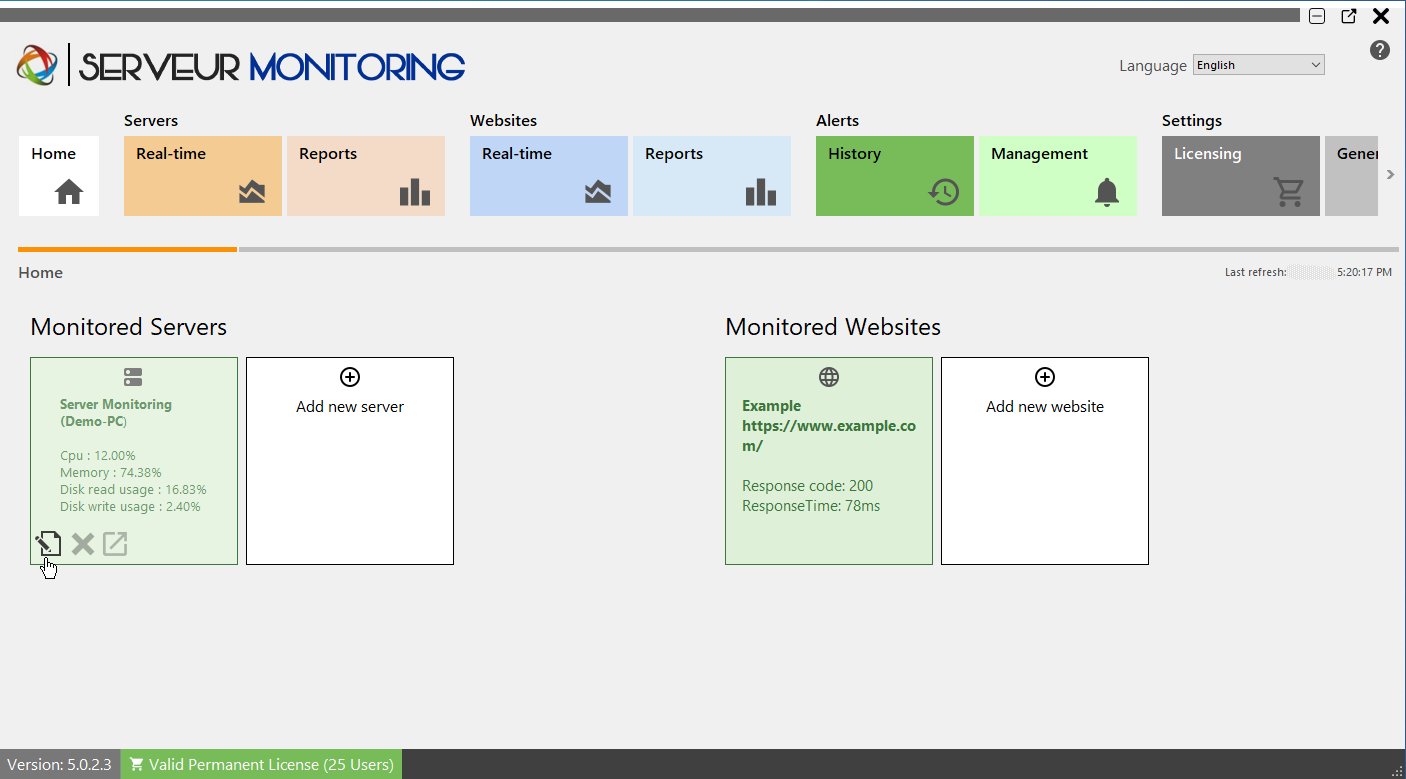 Servers Management Screenshot 1