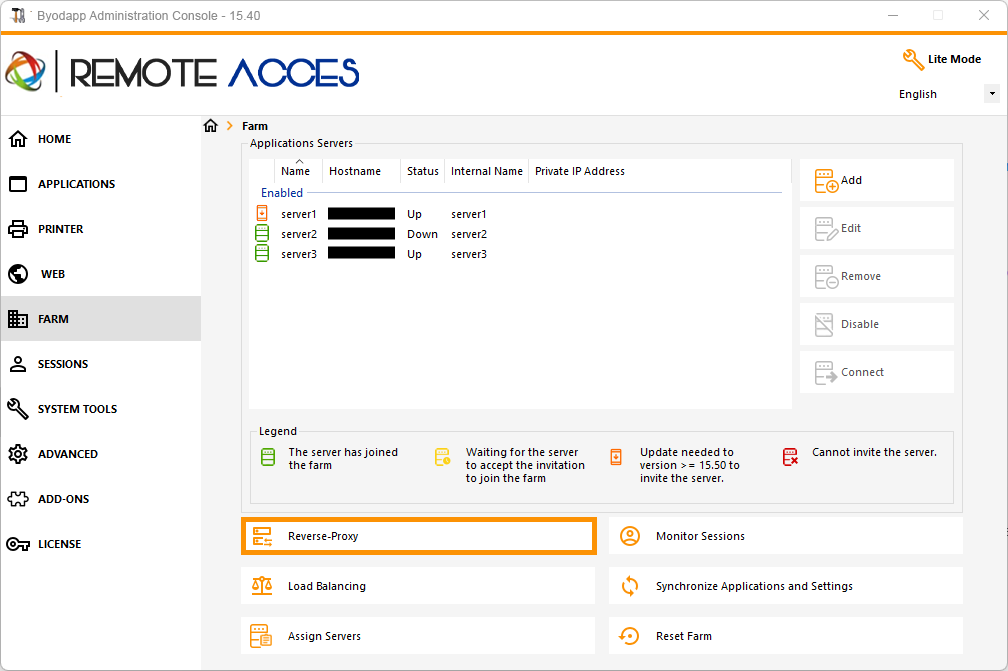 Farm Reverse Proxy Tab