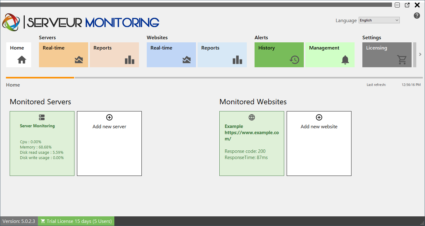 Websites Managament Screenshot 1