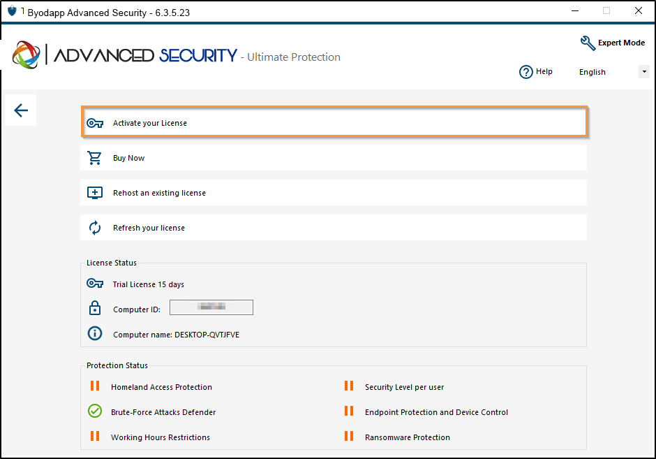 Activating your license from Lite mode - Activate your license