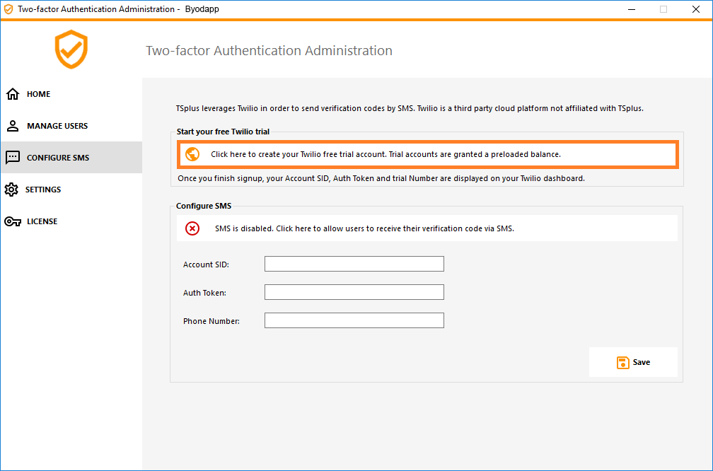 Configure SMS