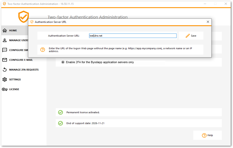 Two-factor Authentication Application Server