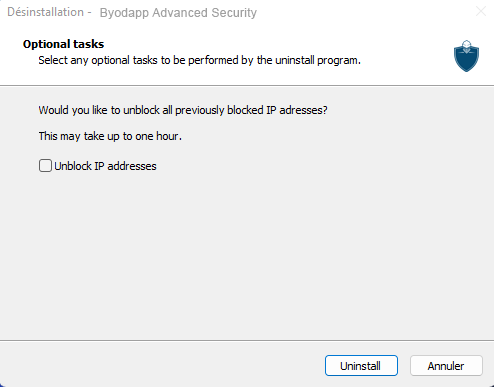 Uninstall Unblock IP Addresses